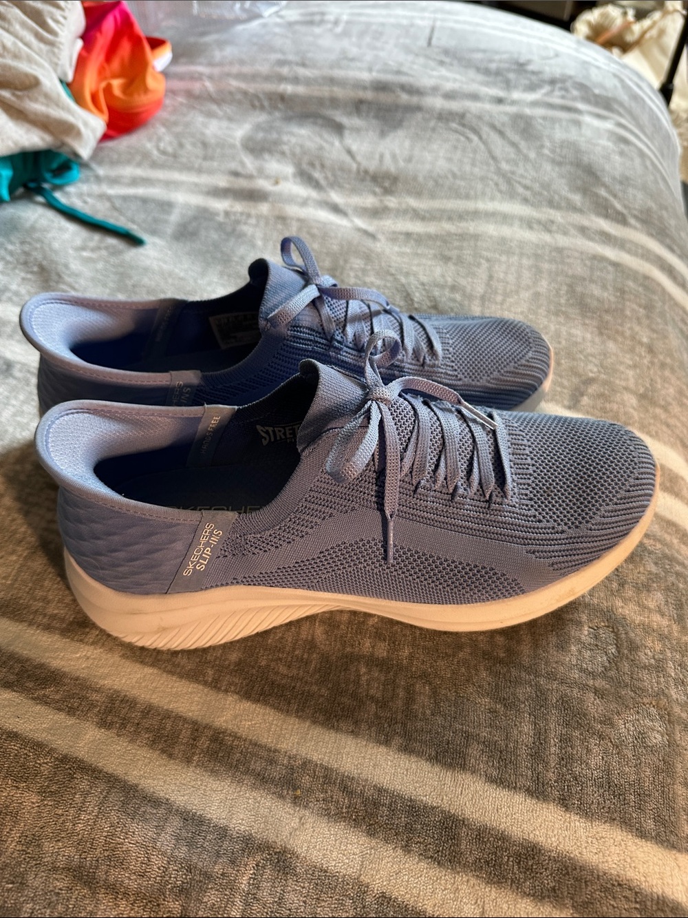 Skechers Men's Light Purple Knit Lace-Up Athletic Sneakers